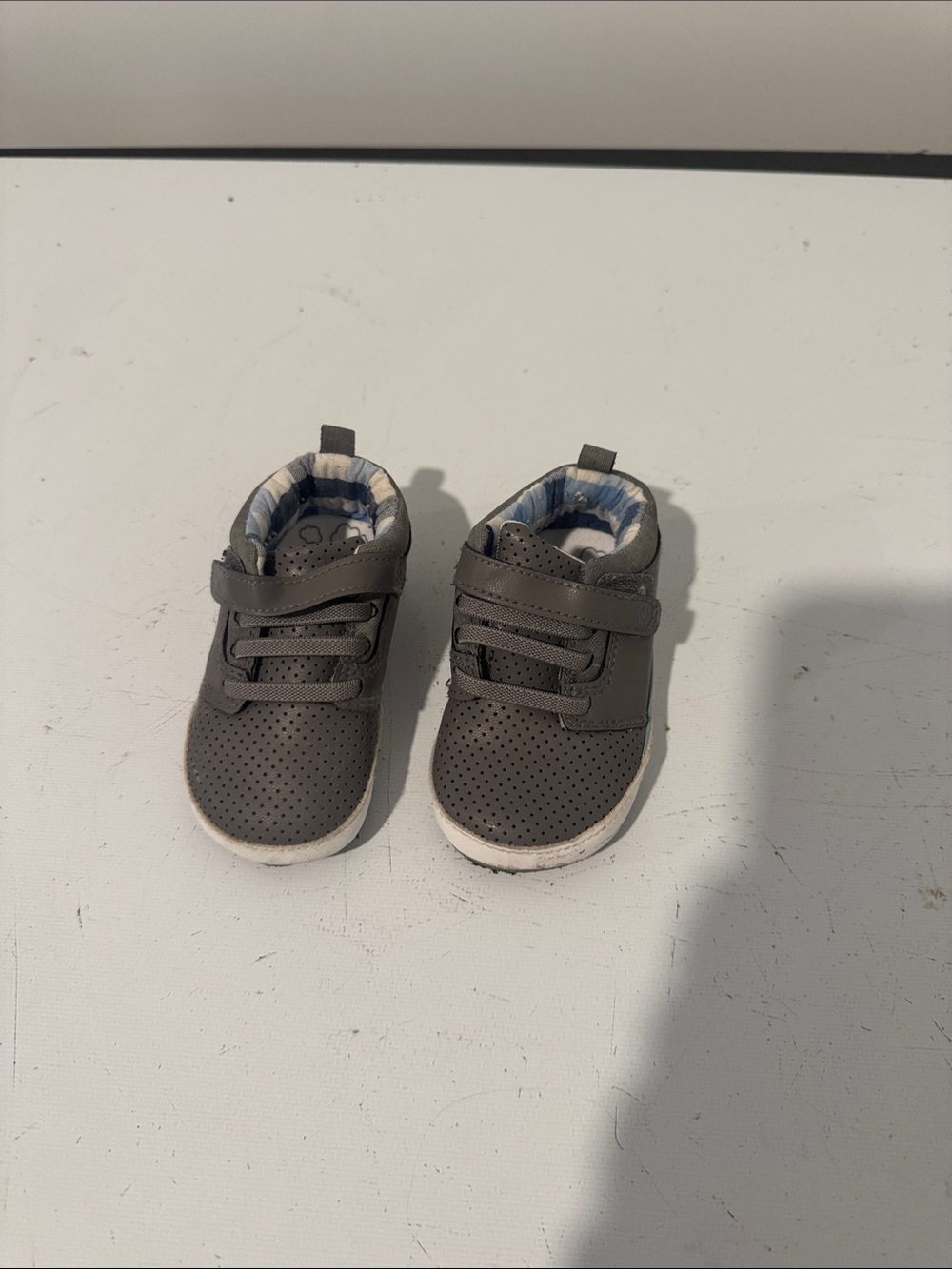 Toddler Grey Perforated Walker Shoe with Strap
